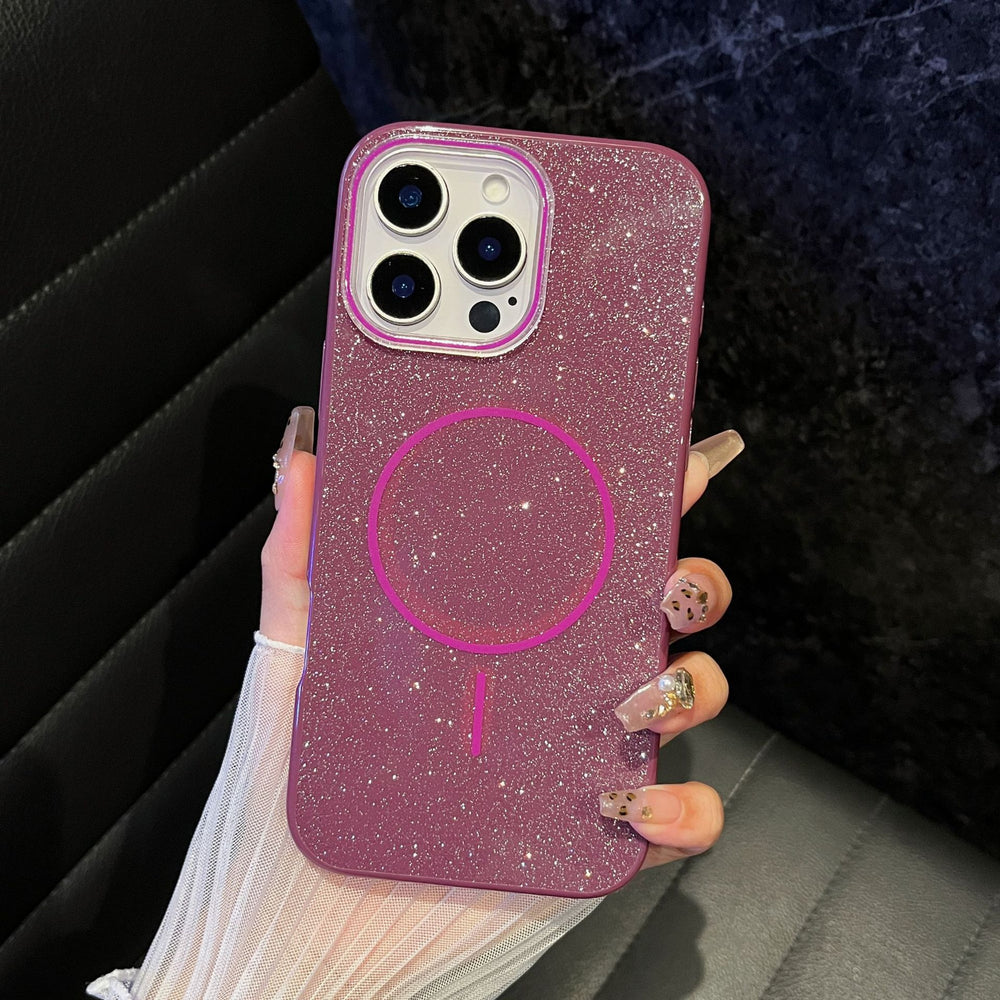 Custom high-value imd glitter luxury fashion magnetic solid color minimalist phone case for apple 16/15/14
