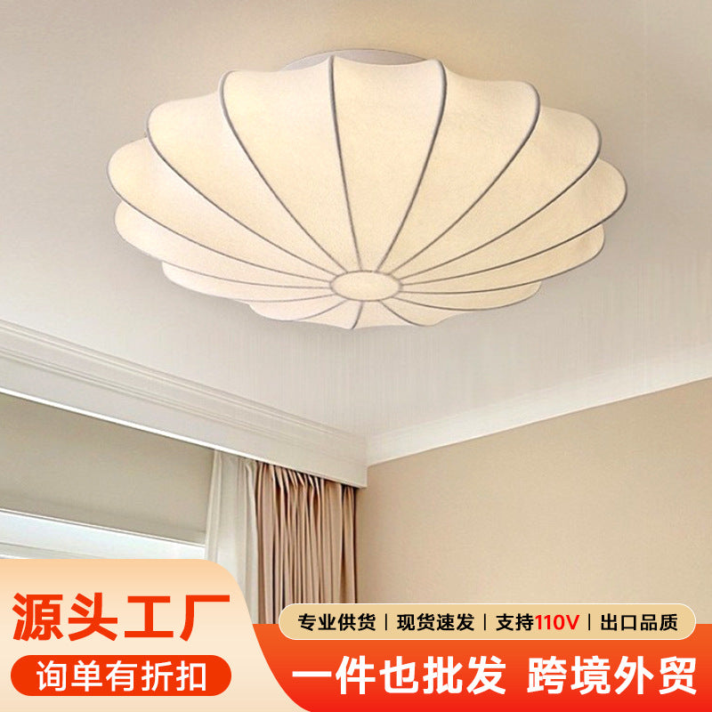 LED bedroom light ceiling lamp silk European style modern simple lighting pastoral creative personality round room lamp