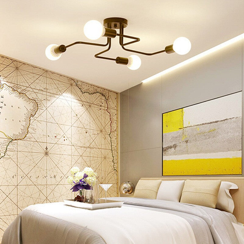 Nordic American simple modern living room wrought iron industrial wind ceiling light study bedroom dining room clothing store led light