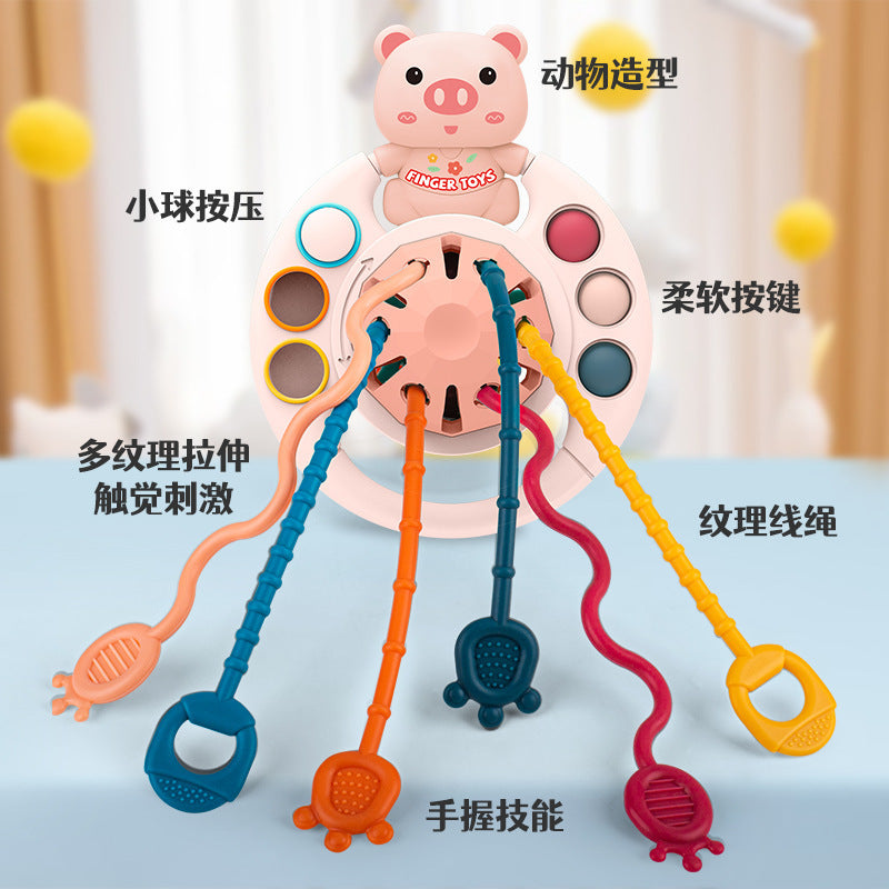 Fun rattle teether & finger press toy - early education & developmental toy for babies & toddlers
