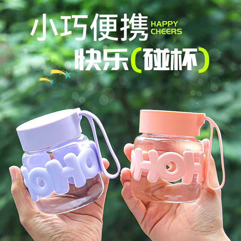 Dropshipping & free shipping: trendy "pang pang" cup with handle - creative letter glass mug with lid - high-value gift cup for women