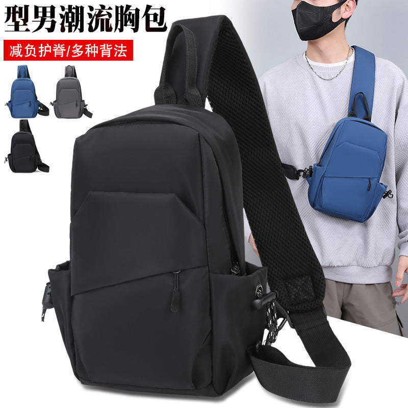 Cross-border casual men's Oxford cloth breast bag personalized casual Oxford cloth fabric shoulder messenger bag small backpack wholesale