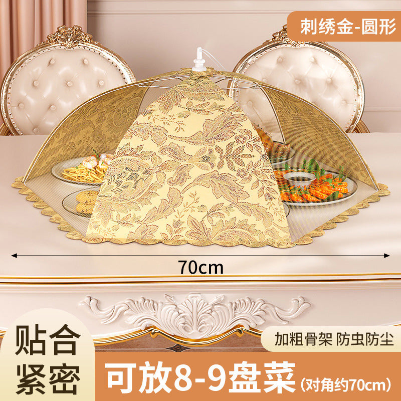 New foldable food cover for home use - multi-purpose tabletop lid for leftovers, multi-layer design, mosquito and fly protection