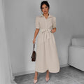 spring/summer european and american cross-border solid color elegant casual dress