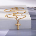 Aliexpress cross-border hot selling jewelry: 18k gold plated cross pendant necklace, fashionable minimalist beaded chain, women's short style