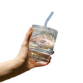 Trendy iridescent bamboo-style tumbler with airtight lid and straw - instagrammable, high-value glass water bottle - perfect for gifting