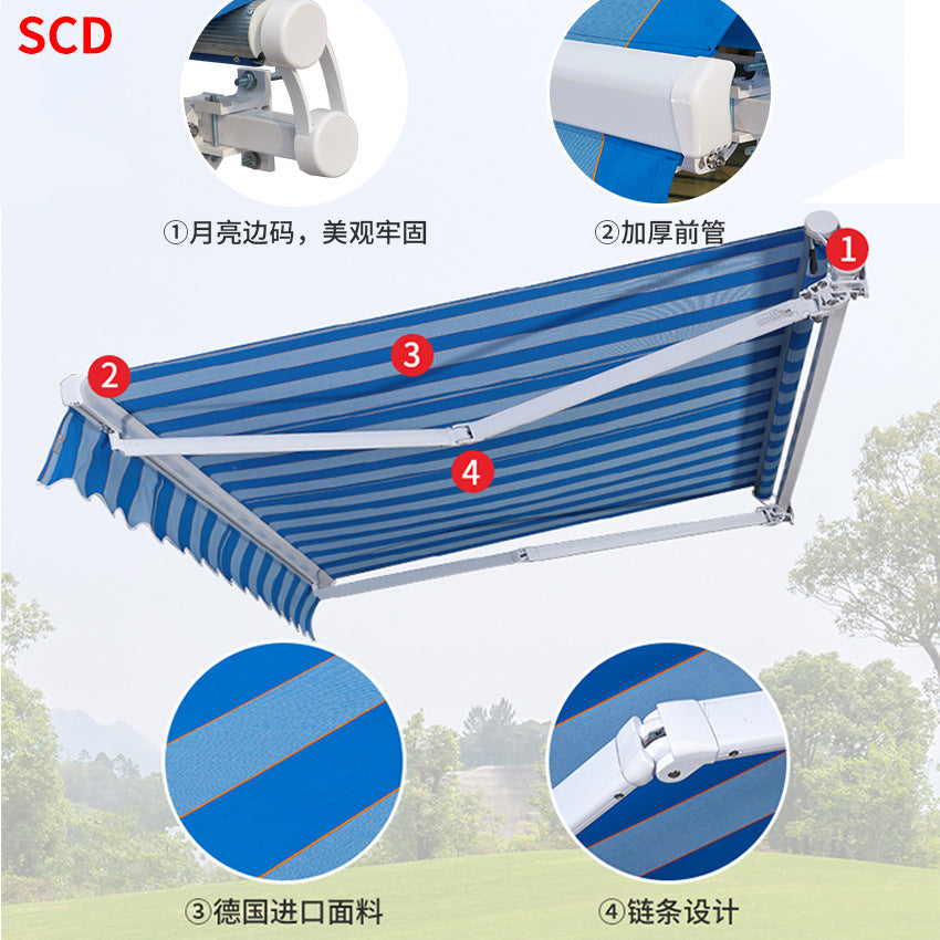 Aluminum alloy retractable awning - available with electric retraction - premium automatic outdoor sun shade for homes and villas