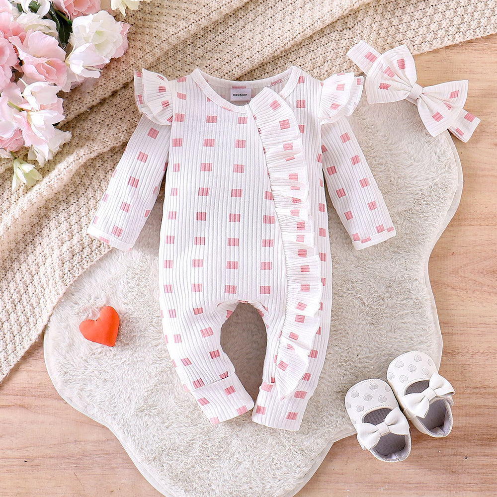 Export children's clothing cute baby girl plaidlong sleeves jumpsuit head estimate