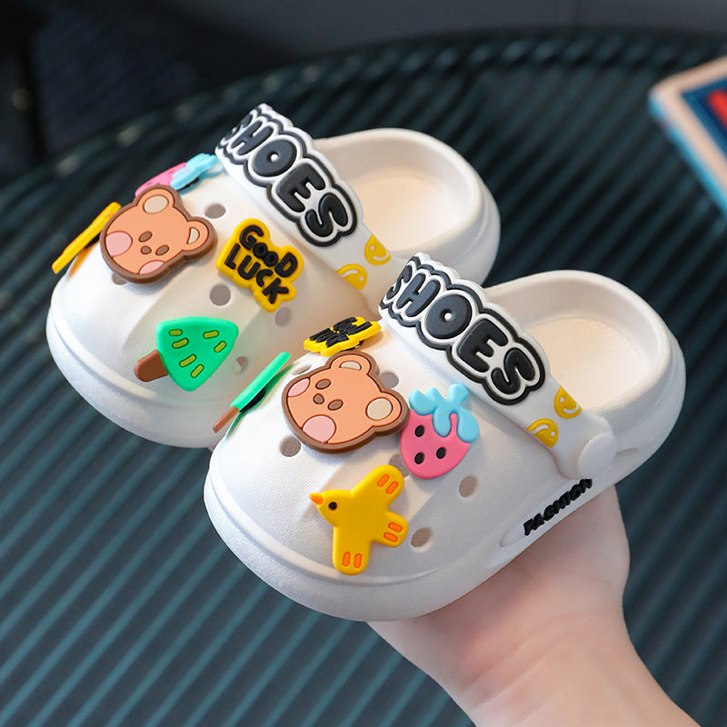 Kids slippers summer girl baby indoor soft bottomnon-slip cartoon cute sandals slippers boy beach hole sandals