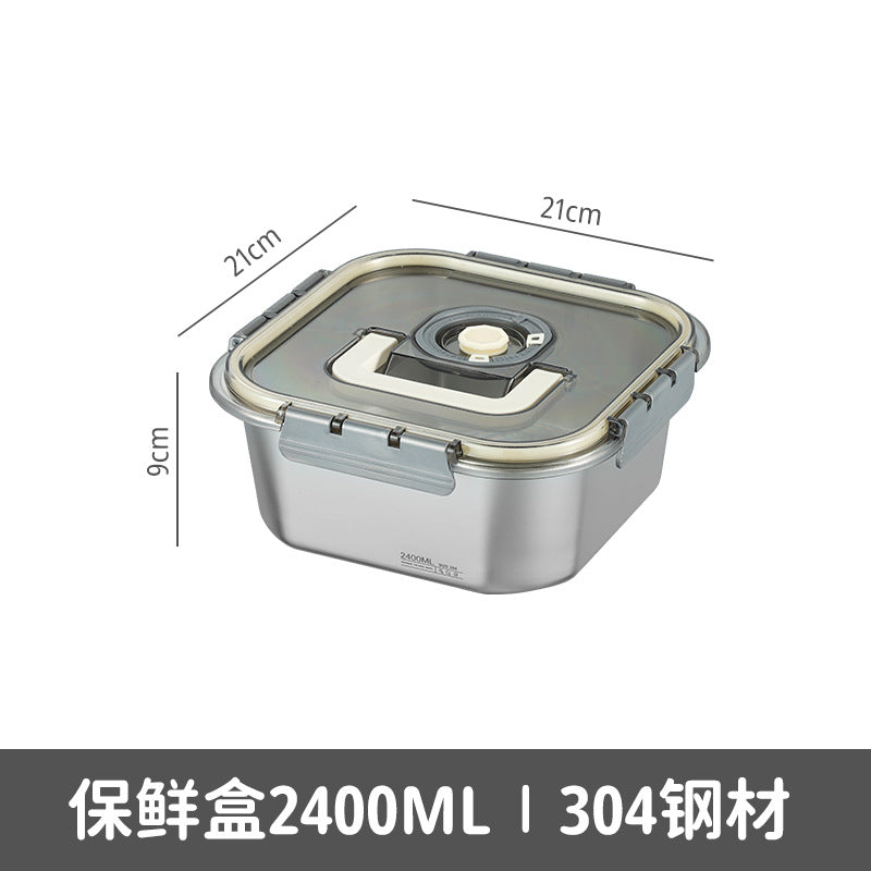 Cross-border fresh-keeping box sealed dumpling box 304 stainless steel sub-packaging refrigerator storage freezing box handle lunch box wholesale