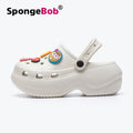 Spongebob squarepants height increasing soft sole closed-toe slippers women's summer non-slip odor-resistant student outdoor clogs women's sandals