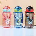 Factory customized cute cartoon kids straw cup pop-up lid plastic water bottle kindergarten strap water bottle portable water bottle