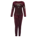 Amazon cross-border fashion casual set: beaded and rhinestone embellished african velvet long-sleeve t-shirt and slim-fit pants
