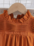 Exportsummergirldress orange brown flying sleeve vest finale lacepatchworkpleatedkids princess dress