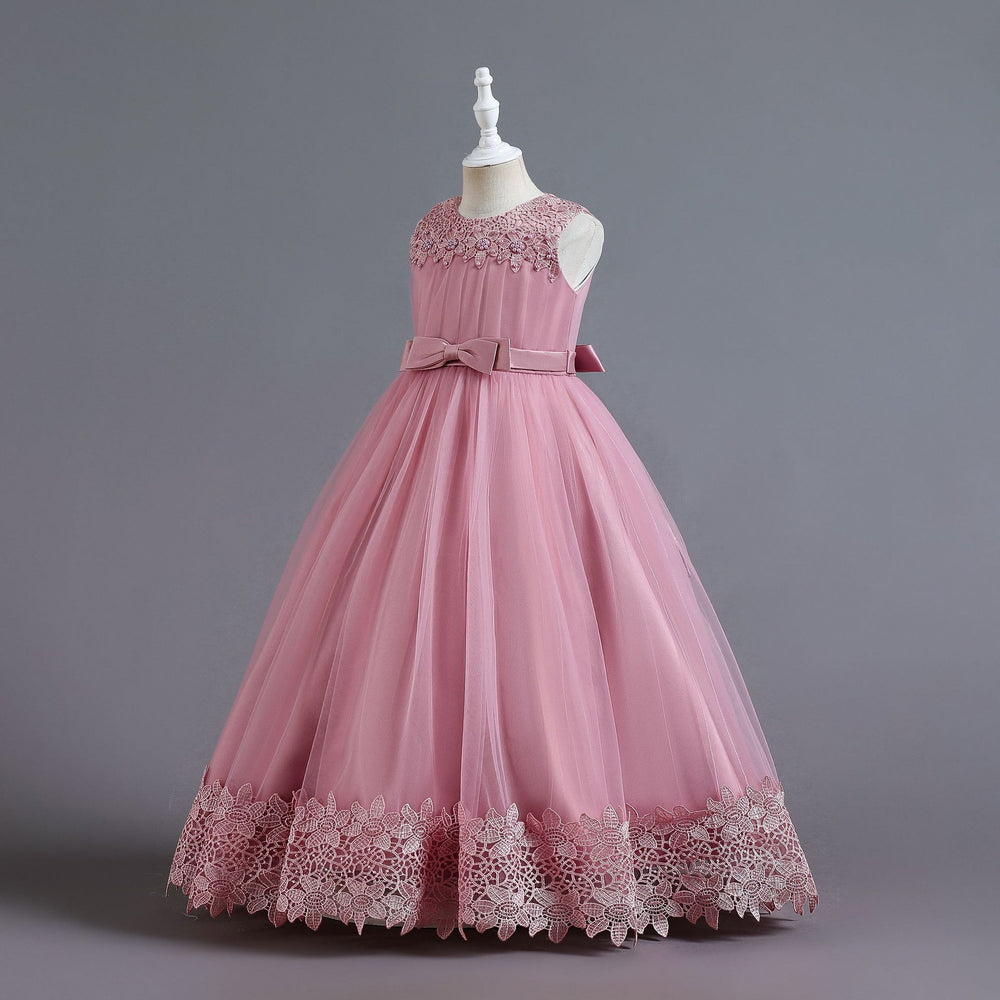 European and american new children's dress, kids' formal gown, lace princess dress, girls' high-end newborn party piano performance dress