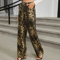 European and american cross-border e-commerce women's autumn new arrivals:  independent site washed wild leopard print denim straight-leg jeans