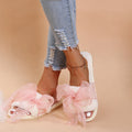 plus sizefall and winternew arrival cotton slippers for women harajuku style bows home indoor soft bottom cute furry slippers