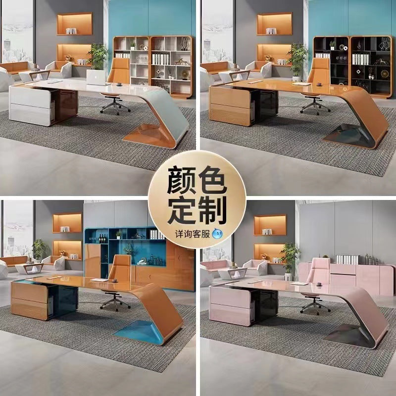 Painted boss table accessible luxuryfashion manager table casual modern female president desk creative stylish table and chair combination