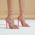 Sizes 35-42 european and american new butterfly rhinestone criss-cross strap sexy pointed-toe runway stiletto heel sandals