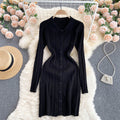 Autumn winternew arrivalfashionfashioneasiest for matchpure colorsilm polo collar pit strip knittinglong sleevesdress short skirt for women