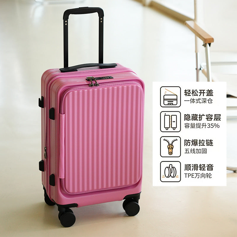 New front open suitcase women's 20-inch small boarding case 24-inch anti-drop trolley case travel bag password case