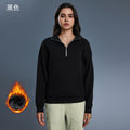 Fall and winternew arrival half-zipfleece-linedthickened stand collarsweatshirt women's casuallooseeasiest for matchheattechtopsd25154