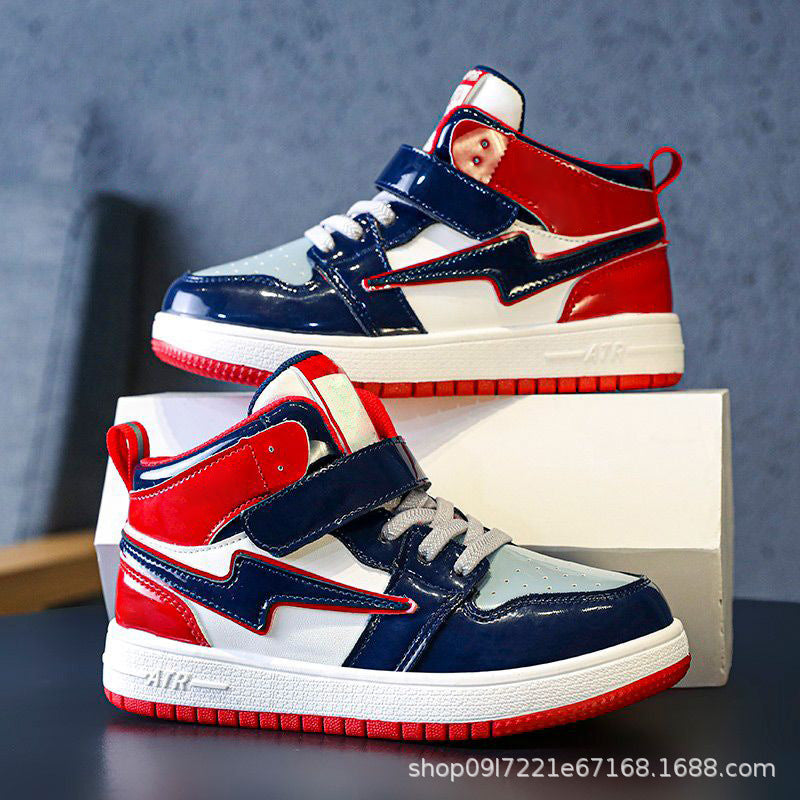 Boys' shoes spring and autumn 2025 new children's sports shoes breathable leather surface girls fashion board shoes trendy and lightweight