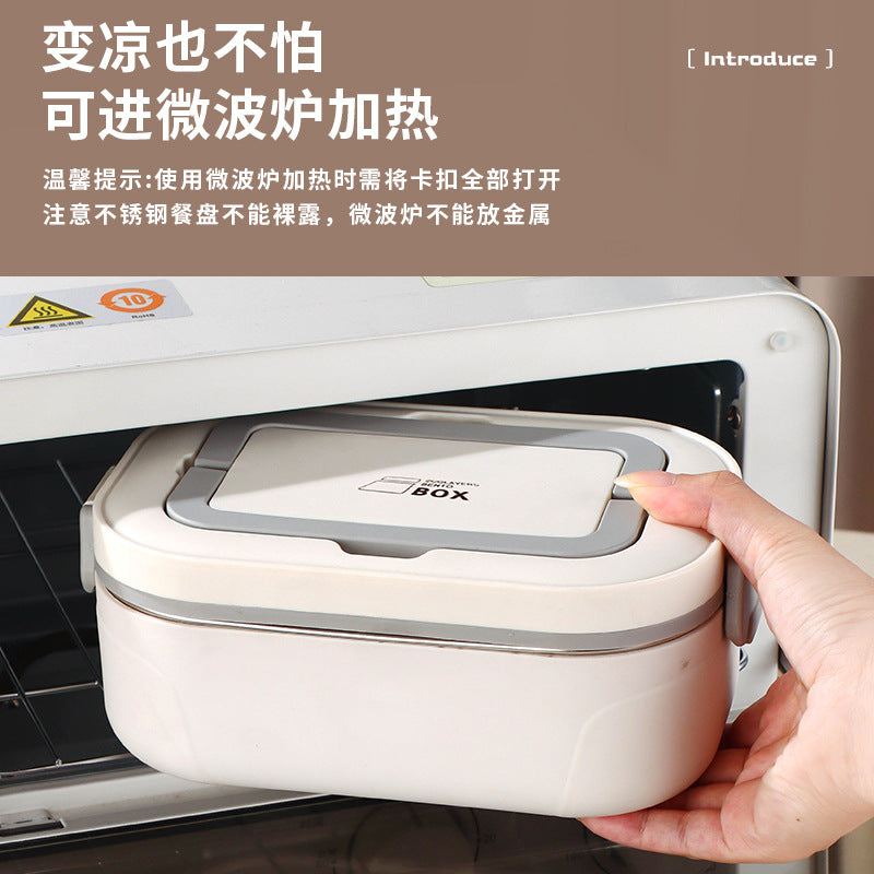 304 stainless steel thermal insulation lunch box can be heated in microwave oven, multi-layer bento box, portable and divided lunch box for office workers