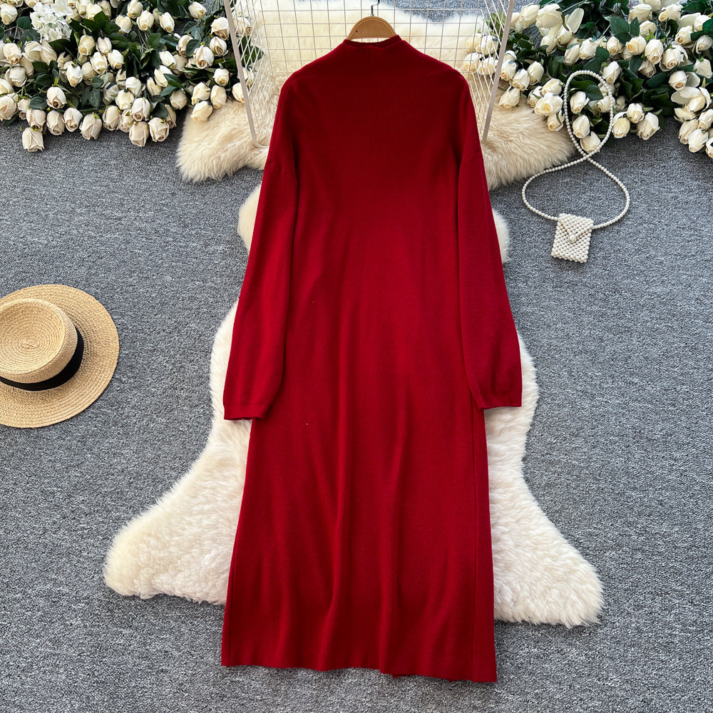 Lazy style casualclassy looselongsweatercardiganoutwear + inner wear silmknittingdresssuit