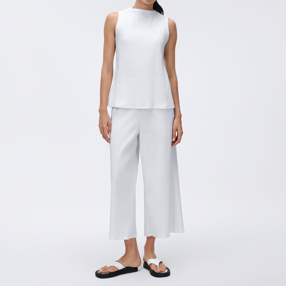 Women's casual activewear set: round neck sleeveless sports tank top & loose fit wide leg pants - perfect for tennis, yoga & more!