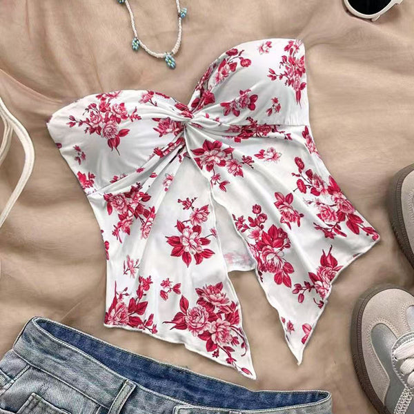 Cross-border  independent station  2025 Europe, America, sexy babes beach tube top vacation style sleeveless top women