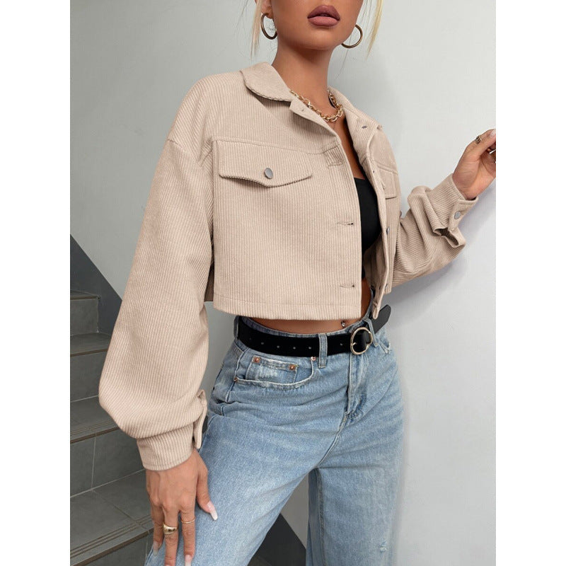 fashion  winter new arrivalretrocasual lapel loose corduroy jacket outwear women