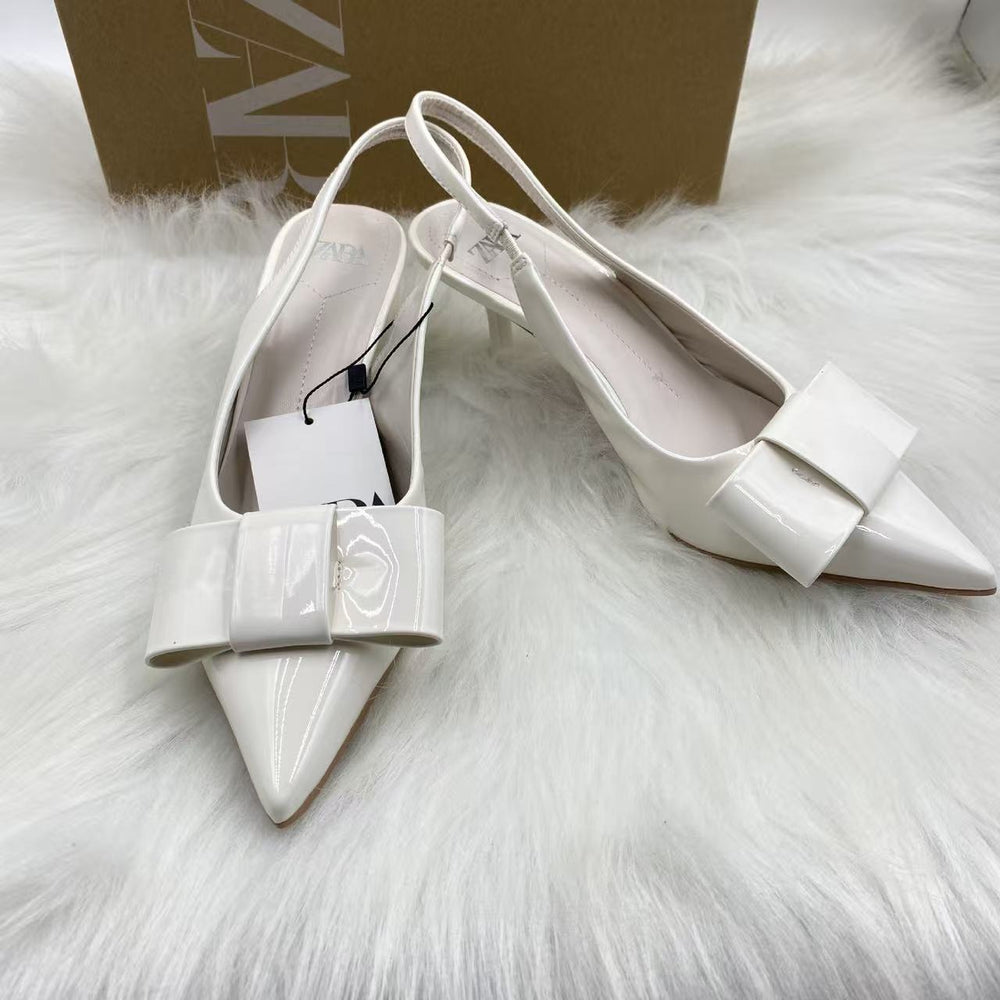 Za premium high heels for women, 2025 spring/autumn new collection, pointed-toe stiletto heels, professional pumps, patent leather nude closed-toe sandals