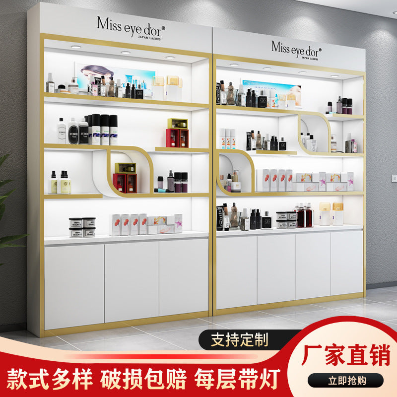 Paint Cosmetics Display Cabinet MDF Fiberboard Storage Movable Beauty Salon Product Cabinet Creative Display Cabinet