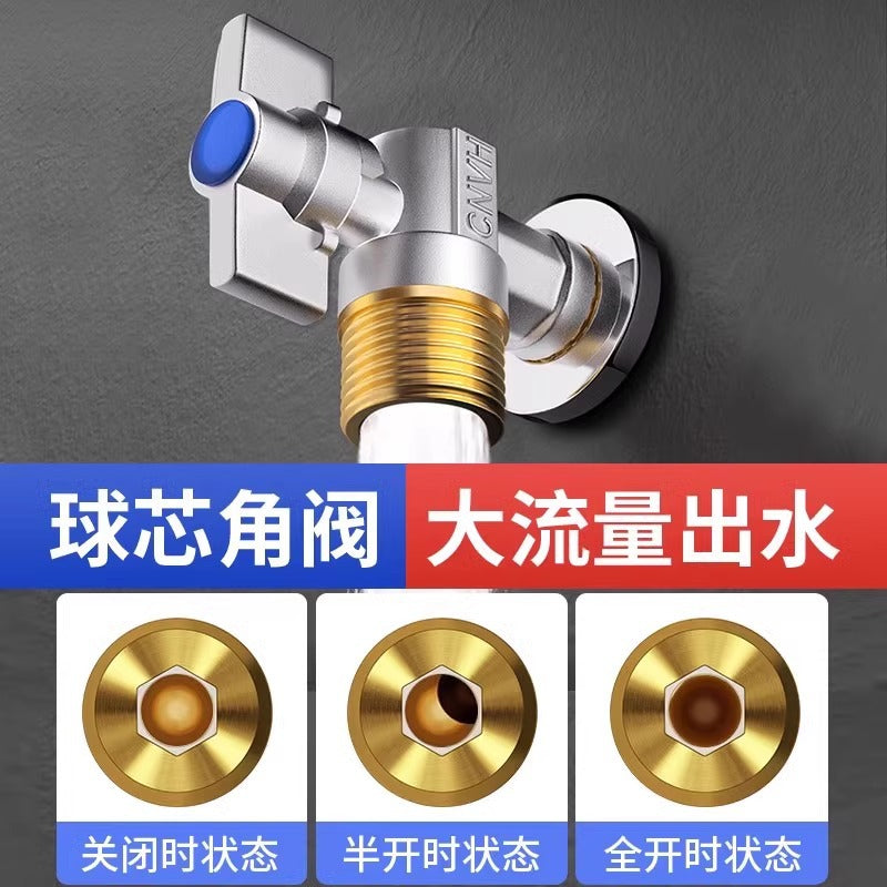 Angle valve wholesale large flow ball valve hot and cold gas water heater professional household bathroom triangle switch 4 points