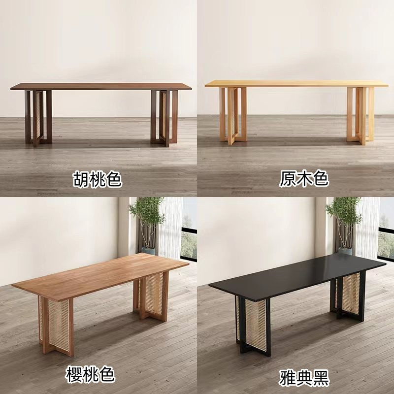 Nordic solid wood rattan dining table and chair set - compact, minimalist design for home, restaurant, or b&b - rectangular dining table