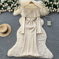 Goddess-style classy one-shoulder ruffles heavy-duty beading waist slimming lookelegantsilm knittingdress for women