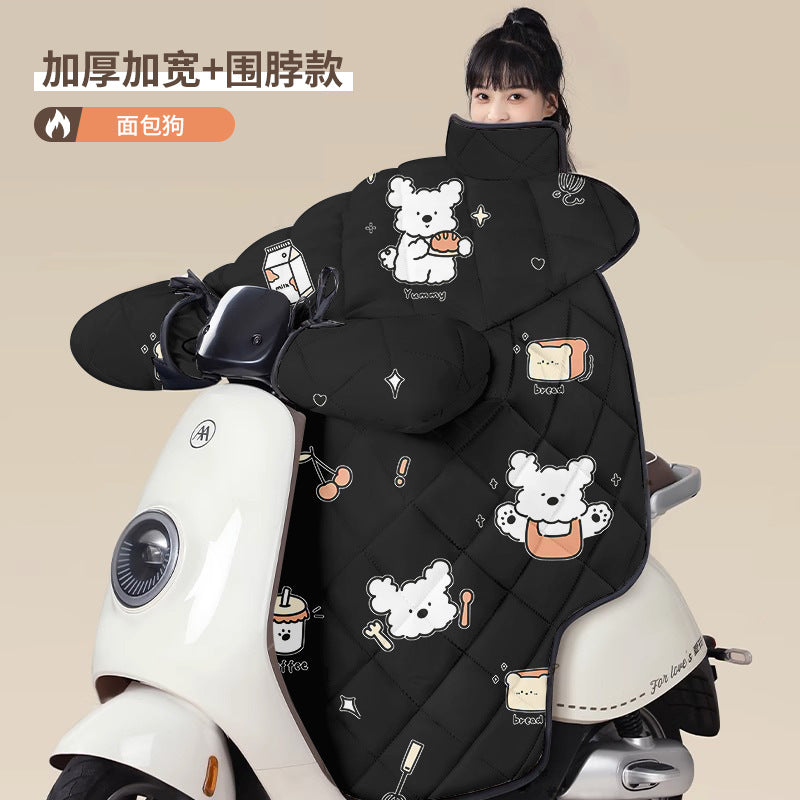 Electric vehicle battery car windshield quilt fleece-linedthickened plus size winter motorcycle cover waterproof cold cover waterproofthickened