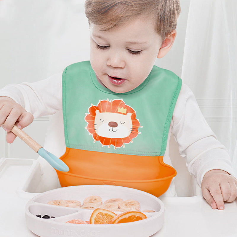 Baby eating bib type a rice bib 0-6 years old kids products waterproof anti-dirty cover baby food supplement silicone bib