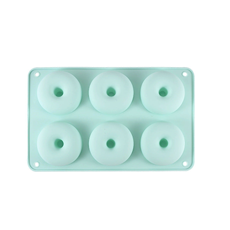 Food-grade 6-cavity silicone donut mold - macaron color round donut baking tool for cookies and pastries
