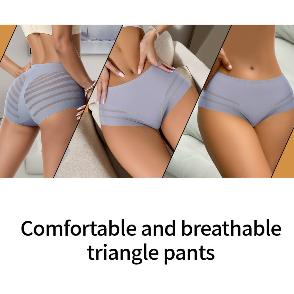 women's underwear: summer ice silk high-stretch mid-waist plus size breathable mesh sexy lace triangle panties