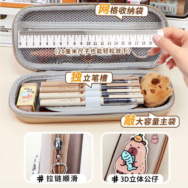 Kapibara ins wind niche pencil bag large capacity dirt-resistant primary school students high-value stationery box  stationery bag