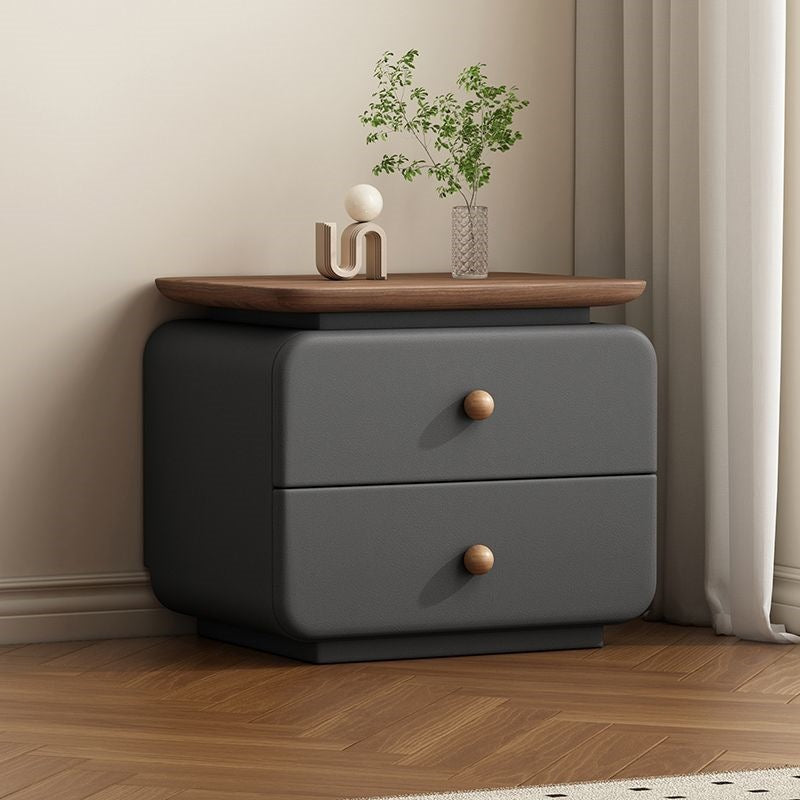 Installation-free cream small bedside table casualfor home modern new arrival bedroom leather storage bedside table