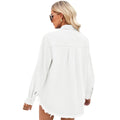 Fashion cross-border women's clothing  independent station new washed loose raw edge sequin flap pocket pants denim shirt tops