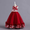 Ready-to-ship wholesale children's formal dresses, featuring a petal waistband and princess silhouette, perfect for little girls' birthdays, piano recitals, and performances