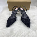 Za's 2025 new pointed-toe heels: chunky heel, french-inspired, unique design, hollow-out knit, elegant and versatile closed-toe style