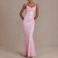 european and american cross-border celebrity style sequin beaded tube top mermaid dress evening party backless slim fit maxi dress
