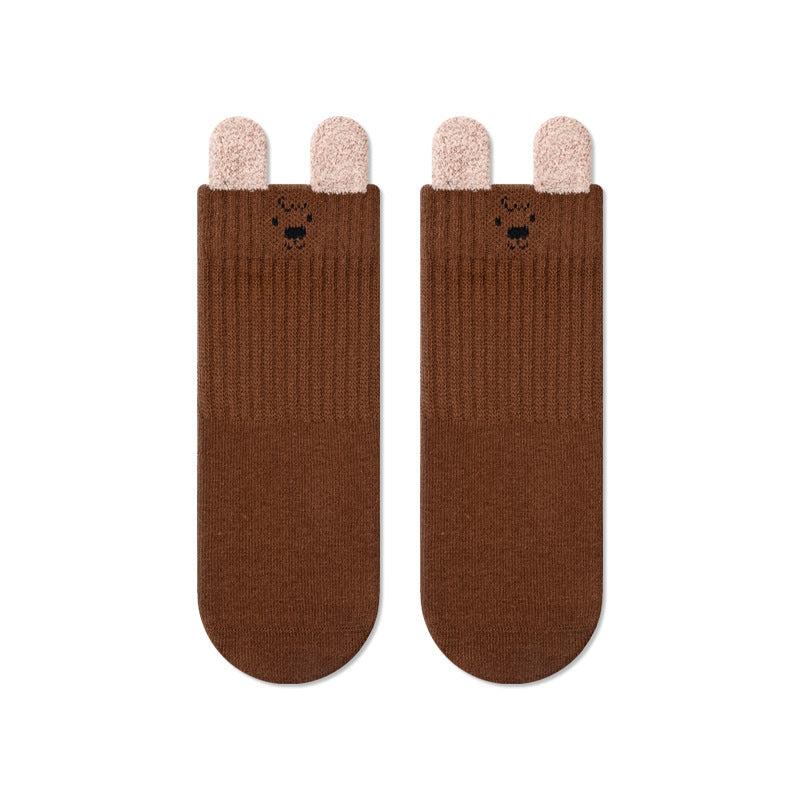 Babylon children's socks solid color ear lifting combed cotton cartoon knee socks autumn boneless cute newborn infant socks