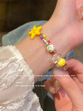 Summer dopamine colorful star heart ceramic bracelet - women's chic, niche, high-value beaded bracelet for students