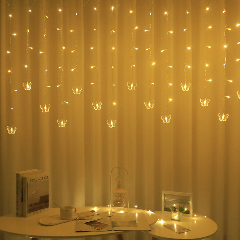 LED butterfly ice bar light interior decoration curtain light living room atmosphere flash light low pressure lights string snowflake ice bar light